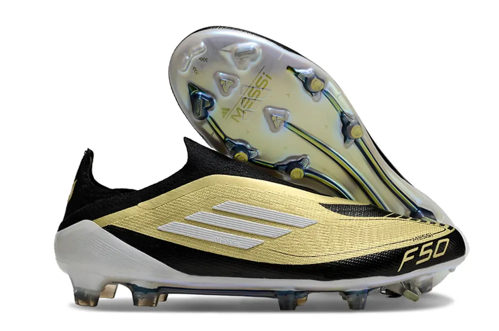 Messi x Adidas F50 Elite Laceless FG - Black/Golden Blaze/White Pearl