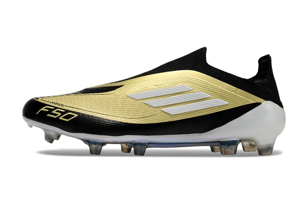Messi x Adidas F50 Elite Laceless FG - Black/Golden Blaze/White Pearl