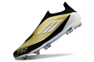 Messi x Adidas F50 Elite Laceless FG - Black/Golden Blaze/White Pearl