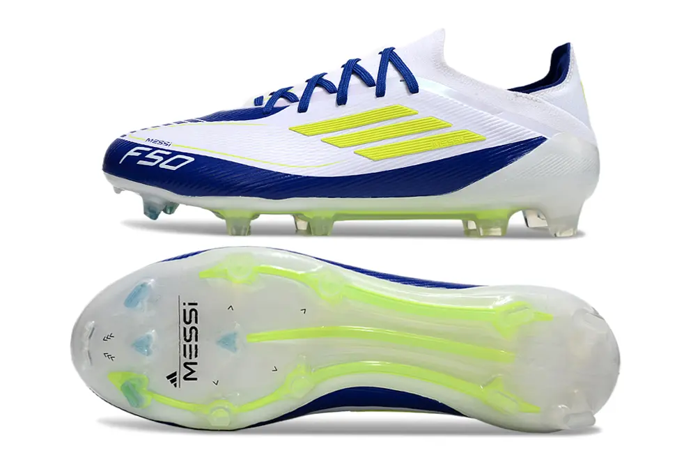 Messi x Adidas F50 Elite FG - White/Electric Blue/Lime Green