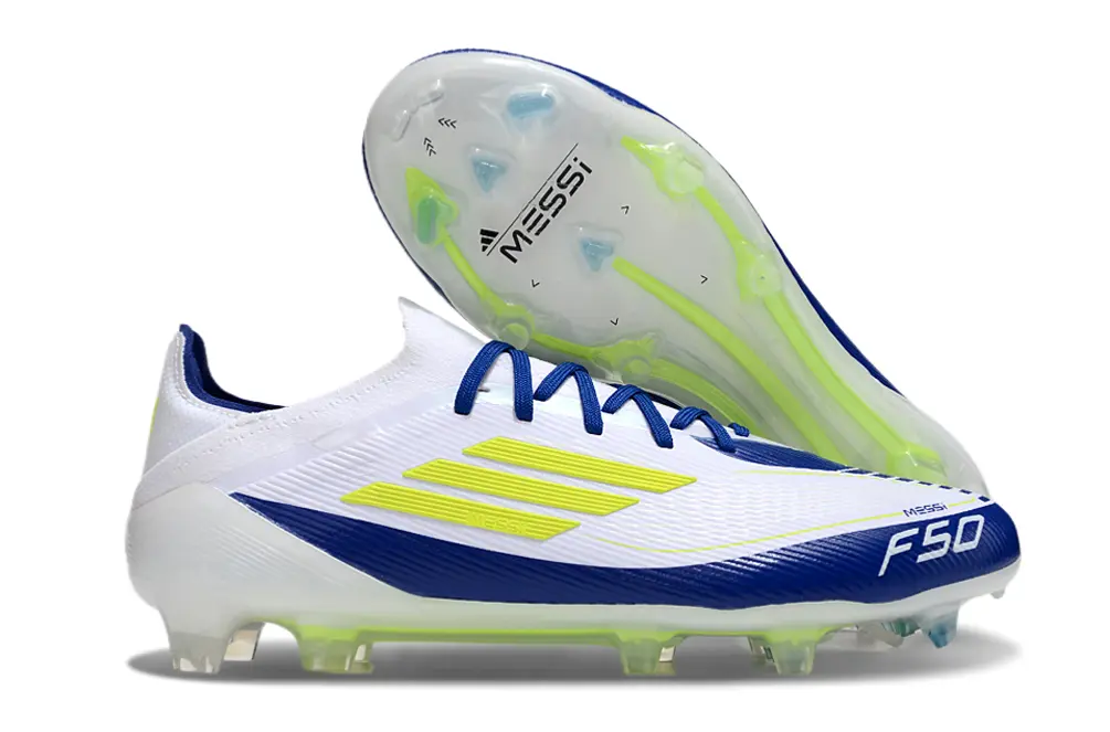Messi x Adidas F50 Elite FG - White/Electric Blue/Lime Green