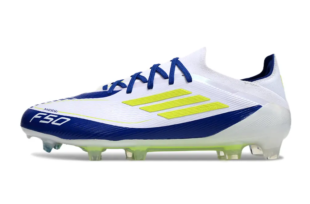 Messi x Adidas F50 Elite FG - White/Electric Blue/Lime Green
