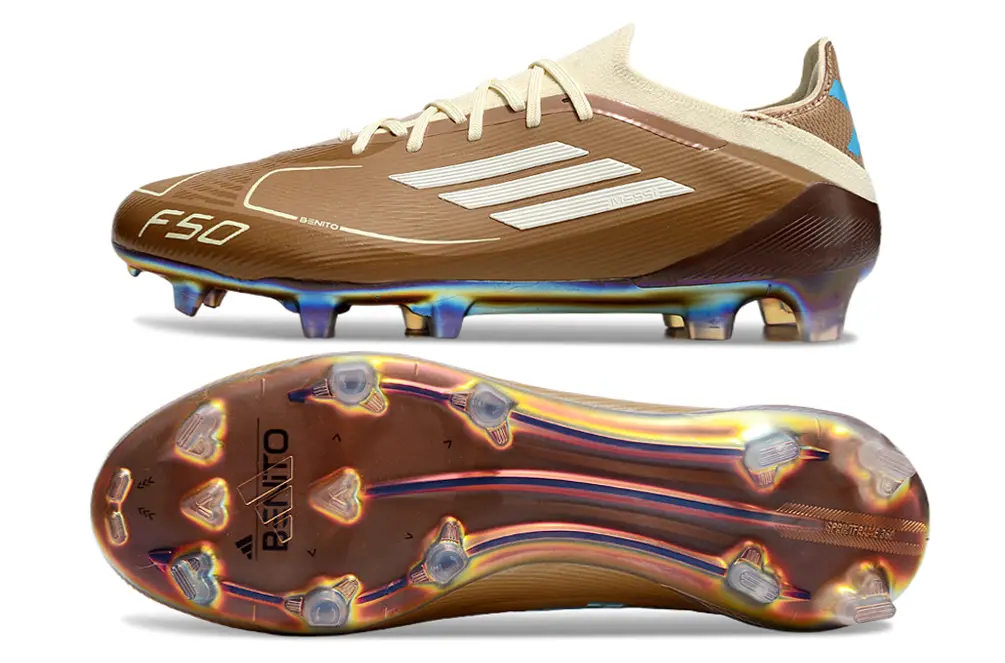 Bad Bunny x Messi x Adidas F50 Elite FG - Brown/Desert Tan/Sky Blue