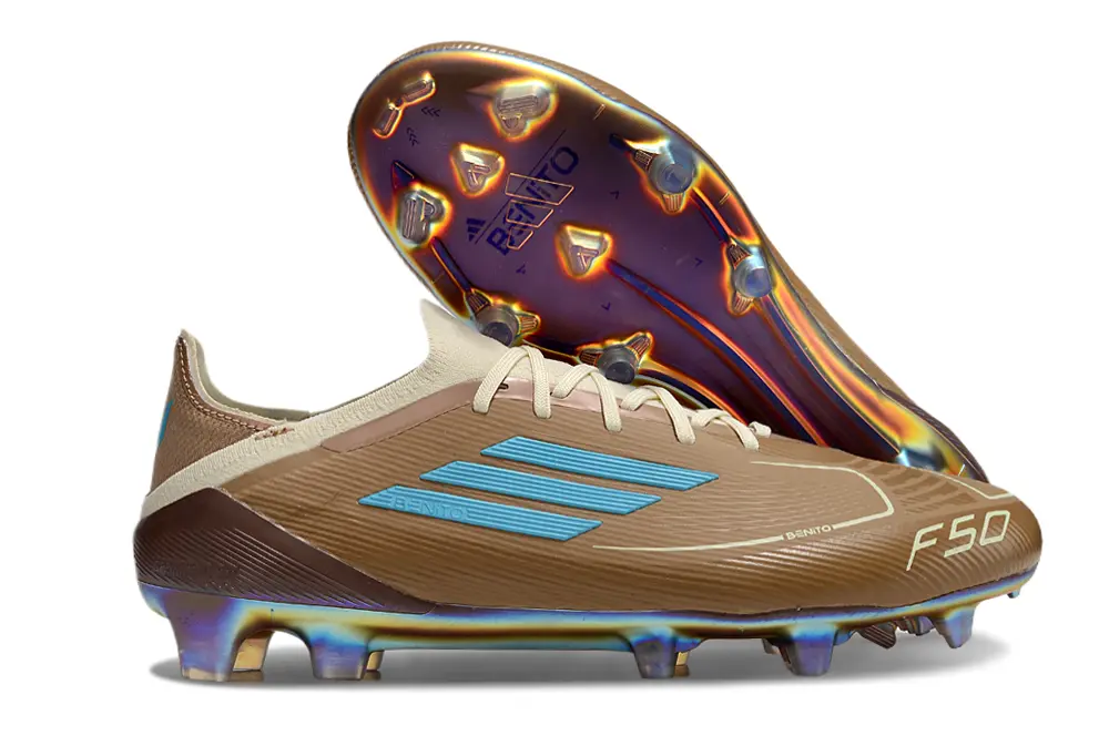 Bad Bunny x Messi x Adidas F50 Elite FG - Brown/Desert Tan/Sky Blue