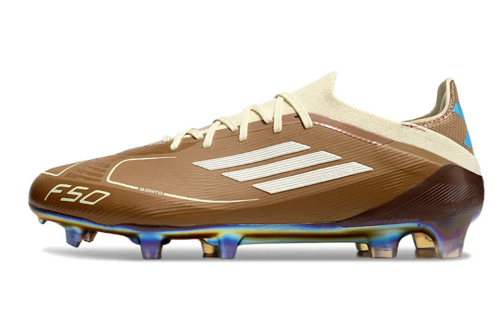 Bad Bunny x Messi x Adidas F50 Elite FG - Brown/Desert Tan/Sky Blue