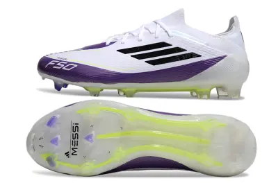 Messi x Adidas F50 Elite FG - White/Electric Purple/Neon Yellow