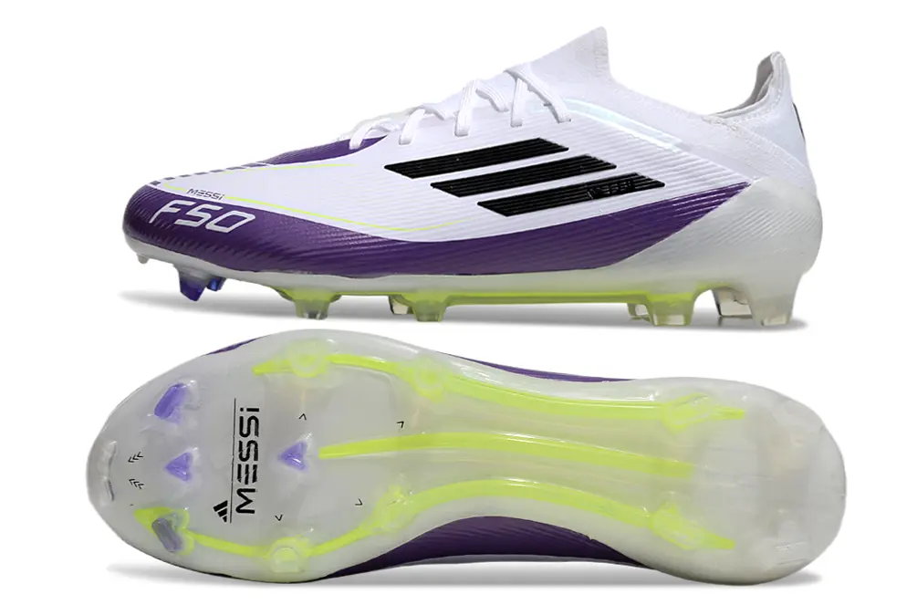Messi x Adidas F50 Elite FG - White/Electric Purple/Neon Yellow