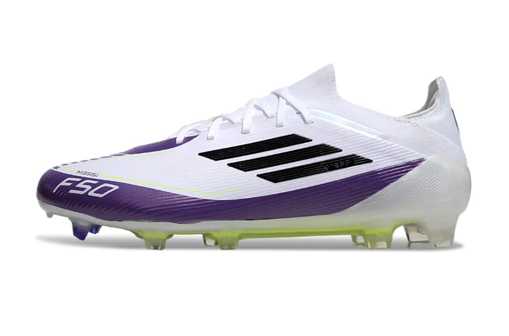Messi x Adidas F50 Elite FG - White/Electric Purple/Neon Yellow