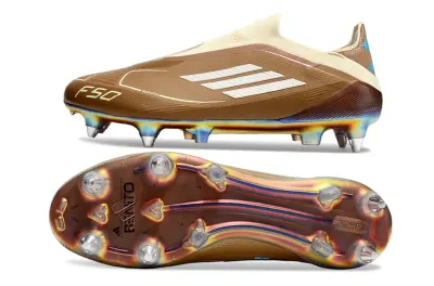 Bad Bunny x Adidas F50 Elite Laceless SG - Brown/Sandy Brown/Metallic Blue