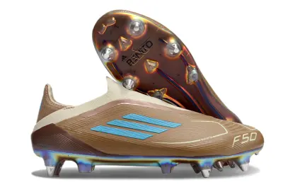Bad Bunny x Adidas F50 Elite Laceless SG - Brown/Sandy Brown/Metallic Blue