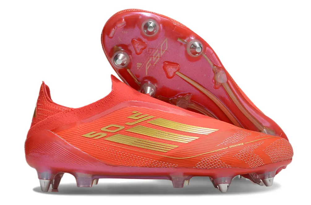 Adidas F50 Elite Laceless SG - Red/Vibrant Red/Gold Accents