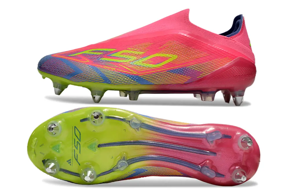 Adidas F50 Elite Laceless SG - Pink/Neon Green/Blue Gradient