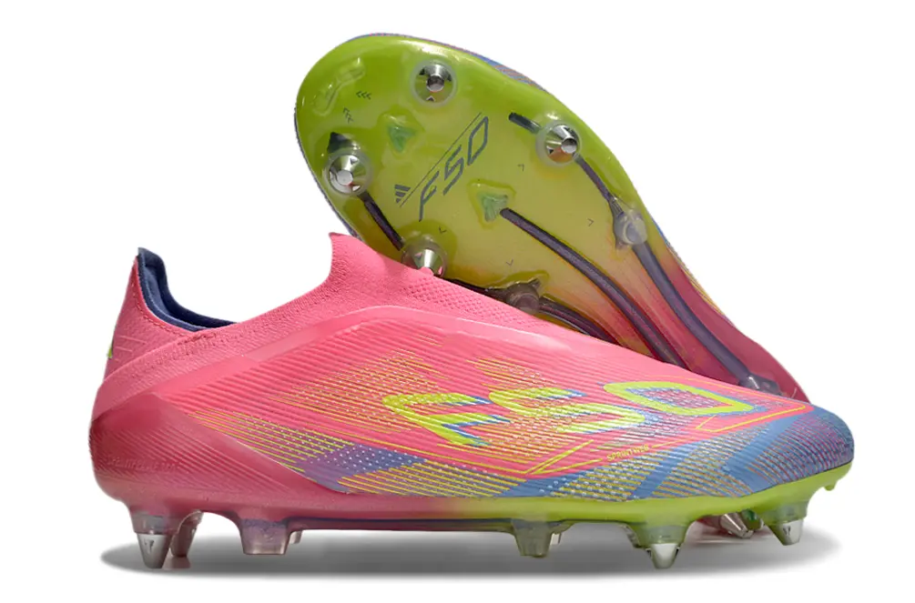 Adidas F50 Elite Laceless SG - Pink/Neon Green/Blue Gradient