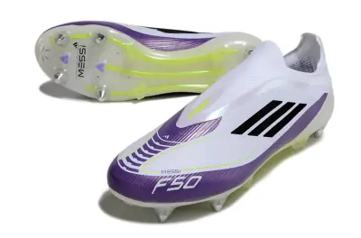 Messi x Adidas F50 Elite Laceless SG - Purple/Bright Purple/Electric Yellow