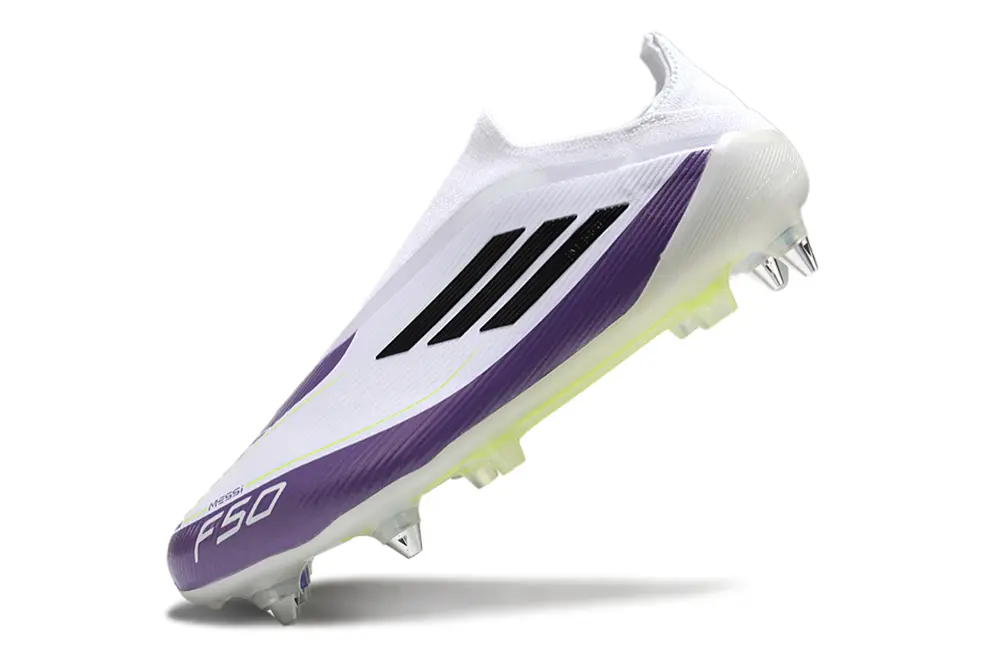 Messi x Adidas F50 Elite Laceless SG - Purple/Bright Purple/Electric Yellow