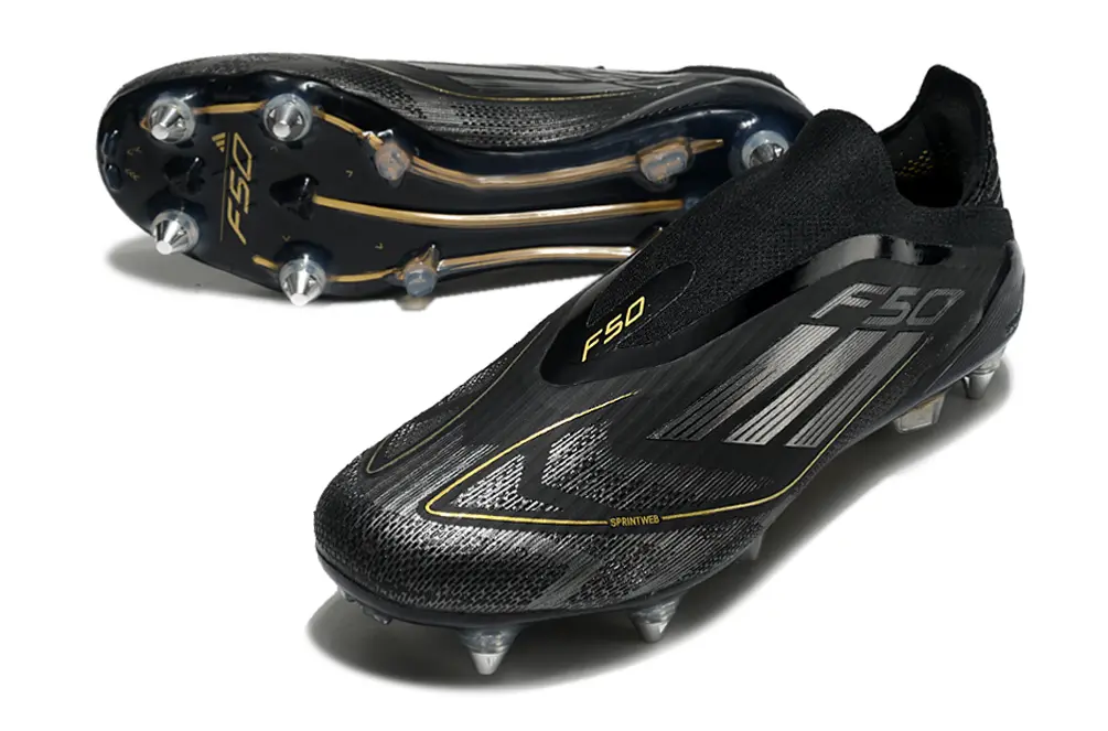 Adidas F50 Elite Laceless SG - Black/Metallic Gold/Crystal Clear