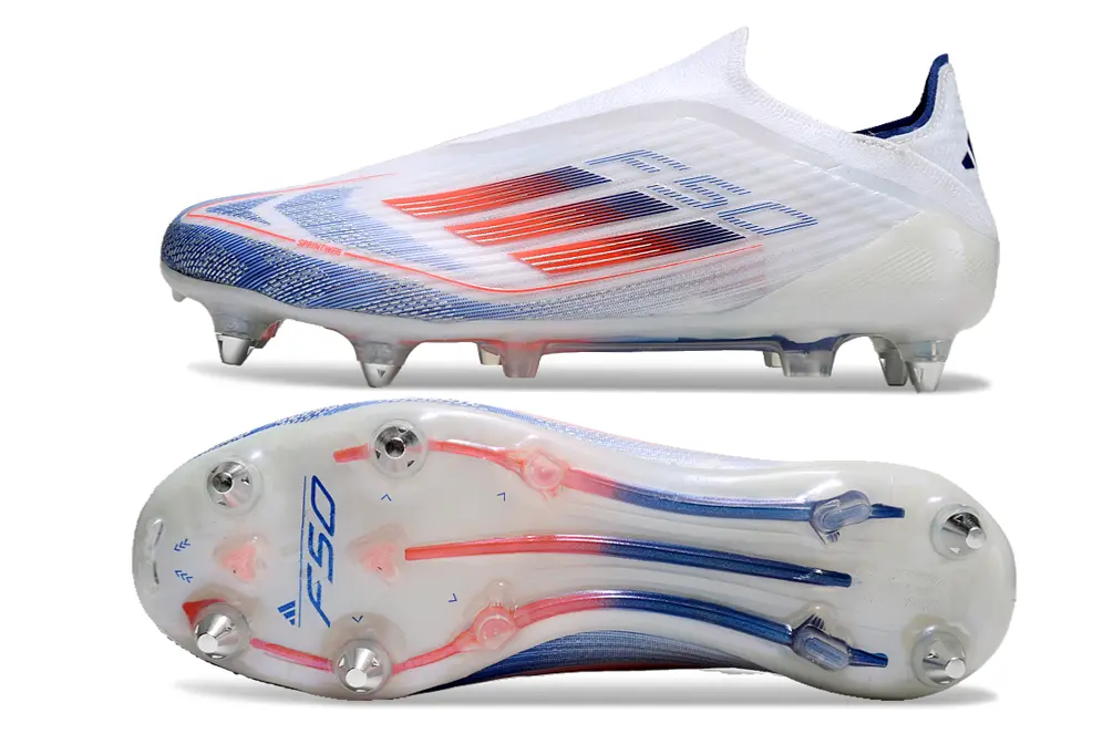 Adidas F50 Elite Laceless SG - White/Navy Blue/Fiery Red