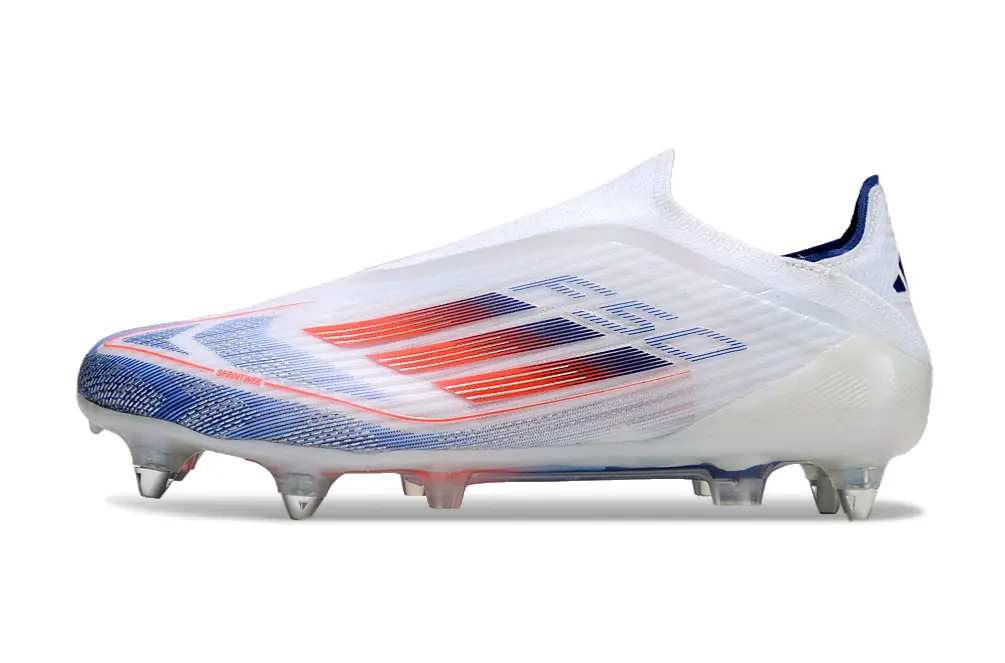 Adidas F50 Elite Laceless SG - White/Navy Blue/Fiery Red