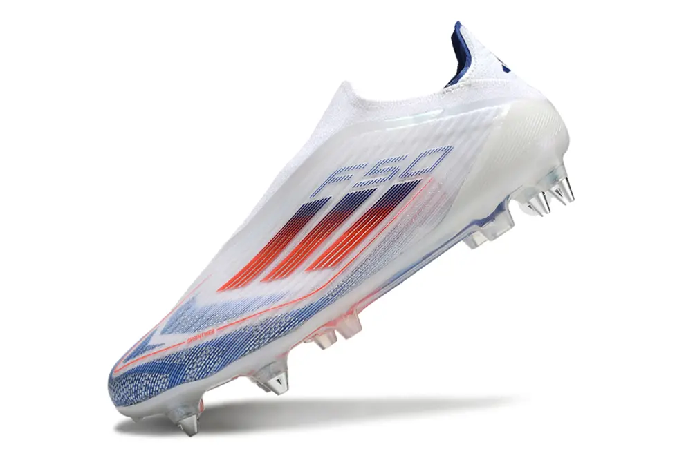 Adidas F50 Elite Laceless SG - White/Navy Blue/Fiery Red