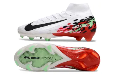 Nike Air Zoom Mercurial Superfly 10 Elite FG - White/Fiery Red/Green Glow