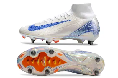 Nike Air Zoom Mercurial Superfly 10 Elite SG - White/Blue Sparkle/Orange Highlight