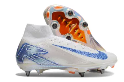 Nike Air Zoom Mercurial Superfly 10 Elite SG - White/Blue Sparkle/Orange Highlight