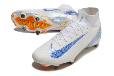 Nike Air Zoom Mercurial Superfly 10 Elite SG - White/Blue Sparkle/Orange Highlight