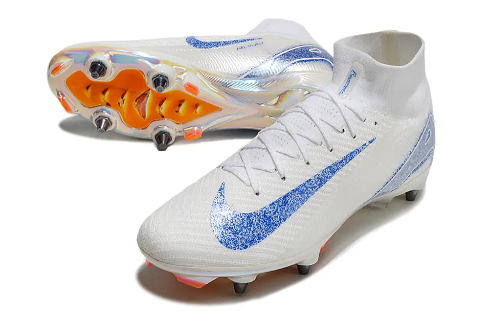Nike Air Zoom Mercurial Superfly 10 Elite SG - White/Blue Sparkle/Orange Highlight