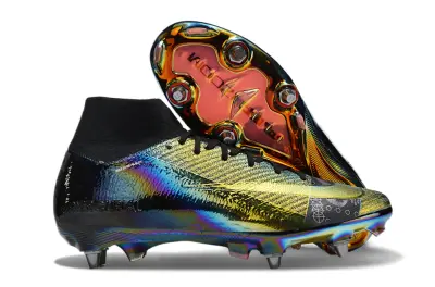 Nike Air Zoom Mercurial Superfly 10 Elite SG - Black/Metallic Gold/Rainbow Reflective