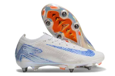 Nike Air Zoom Mercurial Vapor 16 Elite SG - White/Blue Sparkle/Orange Glint