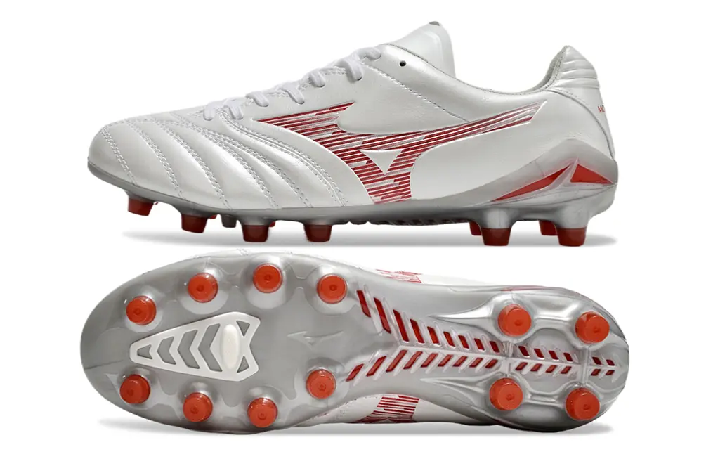 Mizuno Morelia Neo 3 FG - White/Crimson Blaze/Glossy Silver