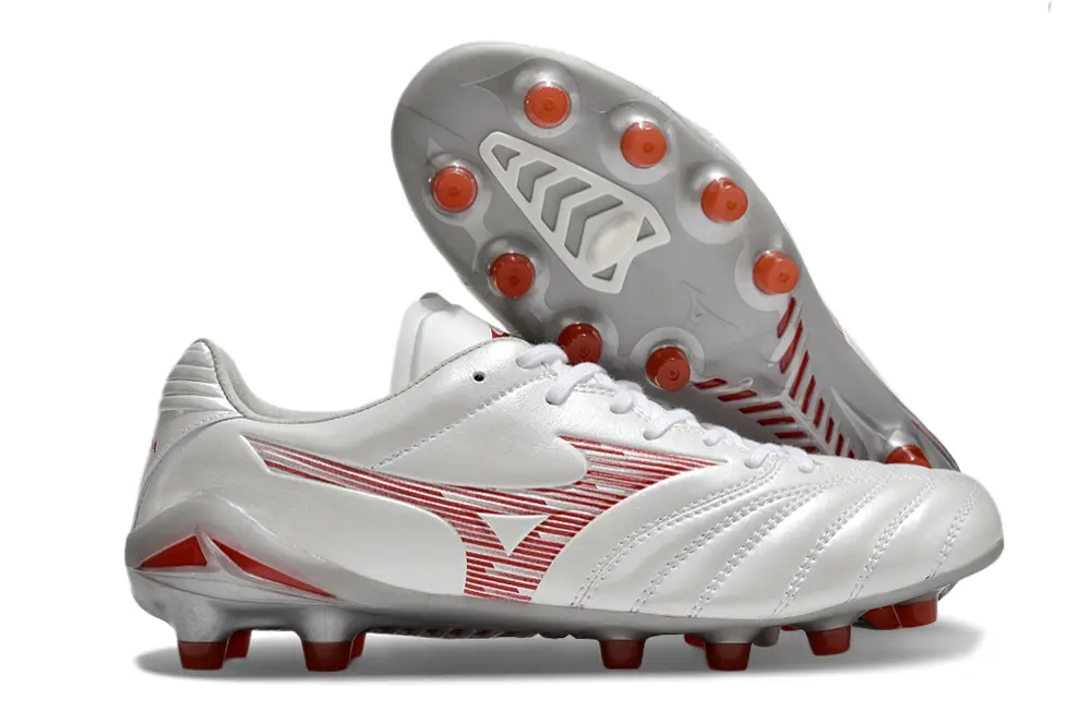 Mizuno Morelia Neo 3 FG - White/Crimson Blaze/Glossy Silver