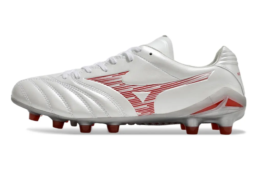 Mizuno Morelia Neo 3 FG - White/Crimson Blaze/Glossy Silver