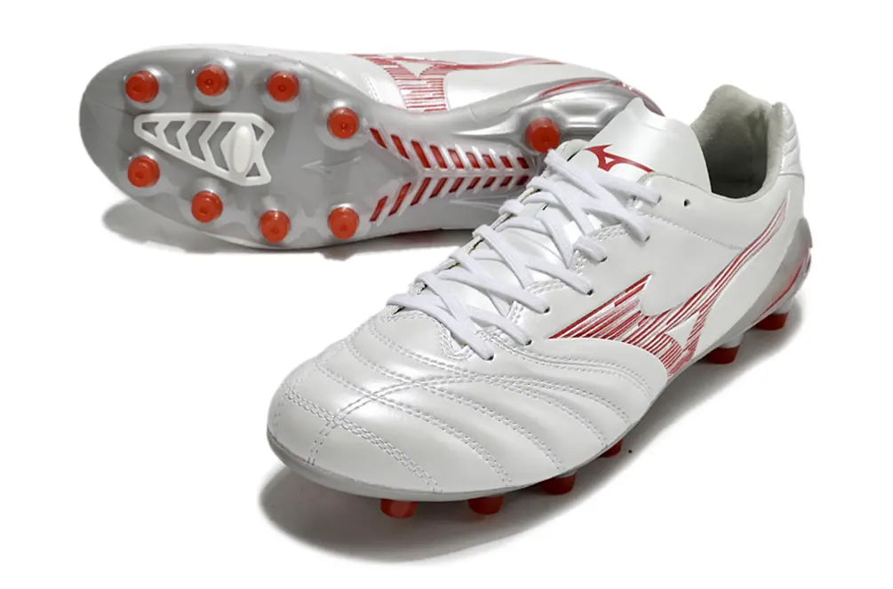 Mizuno Morelia Neo 3 FG - White/Crimson Blaze/Glossy Silver