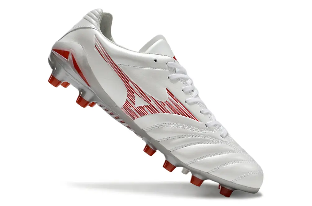 Mizuno Morelia Neo 3 FG - White/Crimson Blaze/Glossy Silver