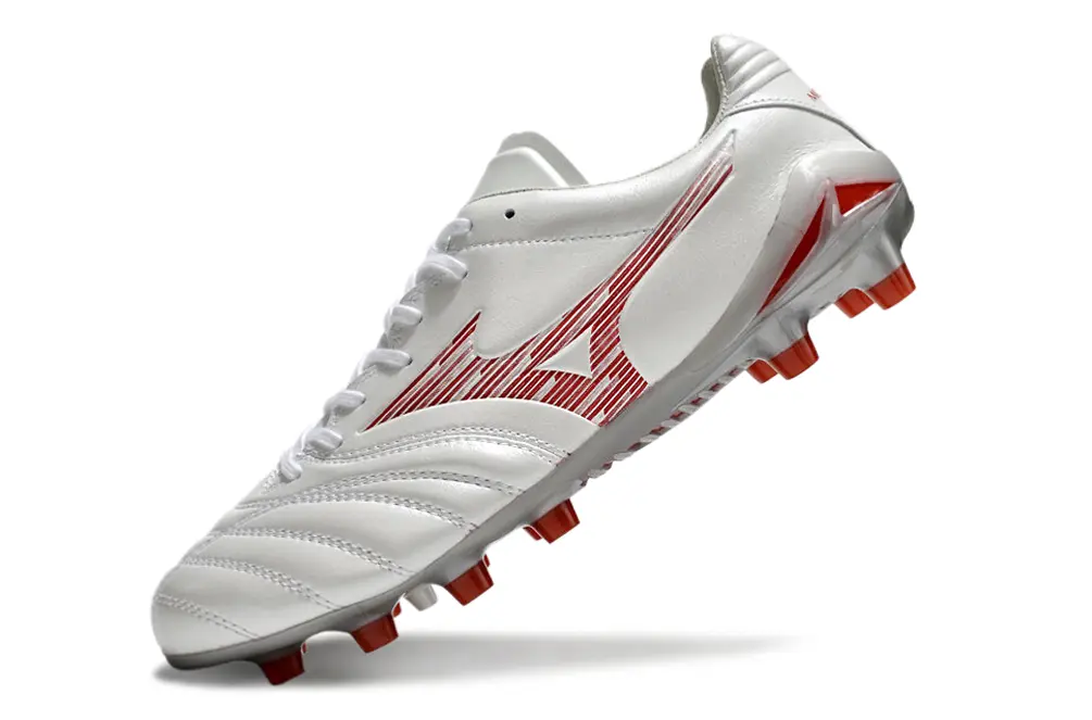 Mizuno Morelia Neo 3 FG - White/Crimson Blaze/Glossy Silver