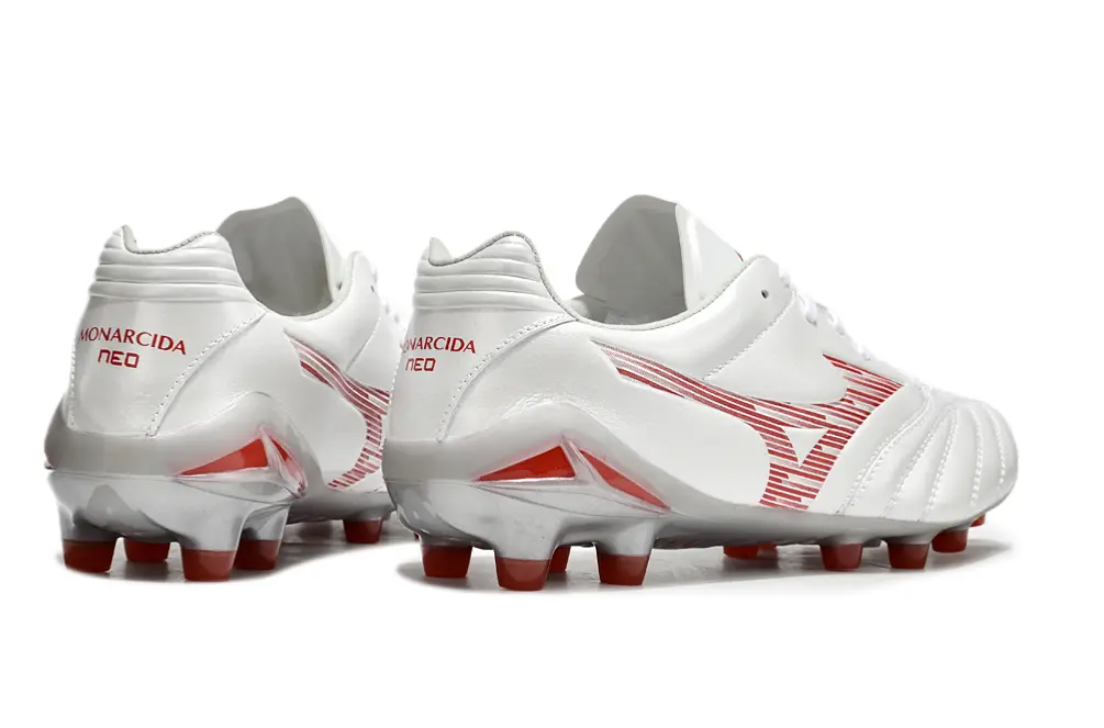Mizuno Morelia Neo 3 FG - White/Crimson Blaze/Glossy Silver