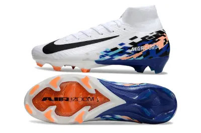 Nike Air Zoom Mercurial Superfly 10 Elite FG - White/Electric Blue/Coral Orange