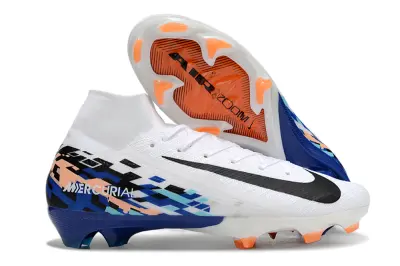 Nike Air Zoom Mercurial Superfly 10 Elite FG - White/Electric Blue/Coral Orange