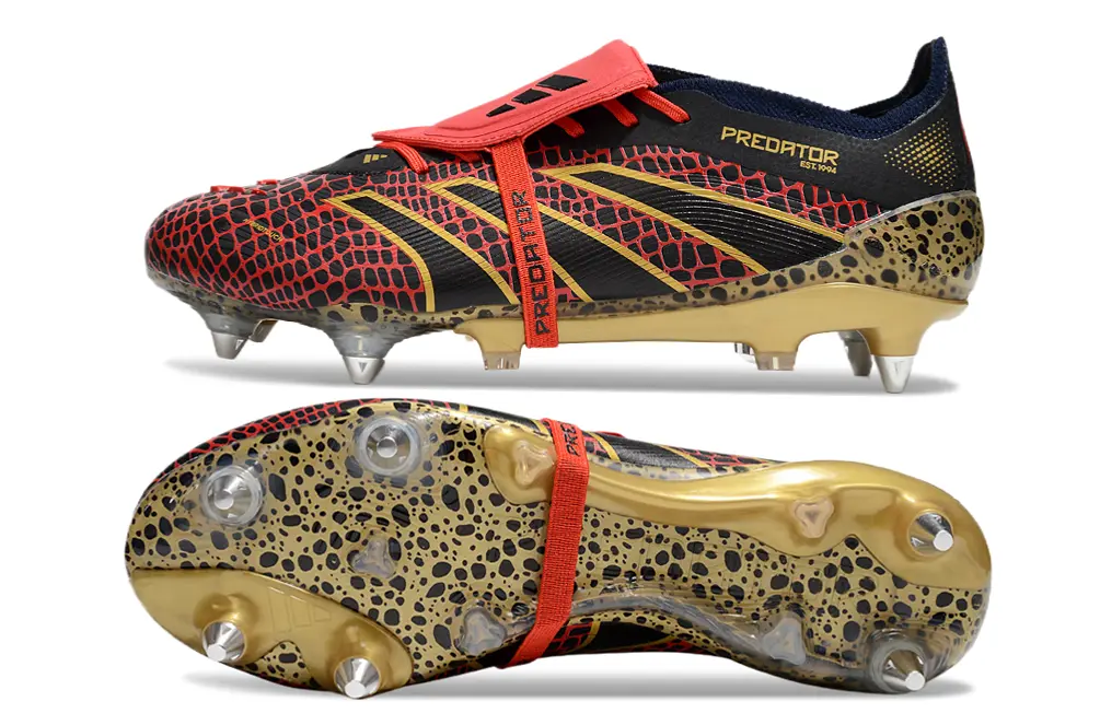 Adidas Predator 24 Elite Foldover Tongue SG - Black/Red Scales/Golden Accents