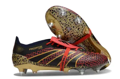 Adidas Predator 24 Elite Foldover Tongue SG - Black/Red Scales/Golden Accents