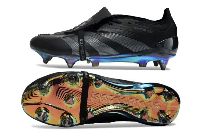 Adidas Predator 24 Elite Foldover Tongue SG - Black/Electric Blue/Iridescent Gold