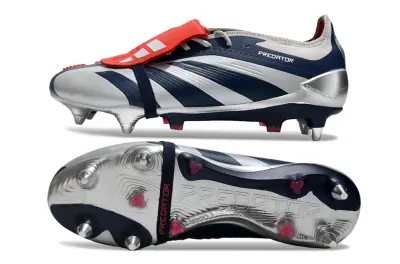 Adidas Predator 24 Elite Foldover Tongue SG - Silver/Navy Blue/Fiery Red