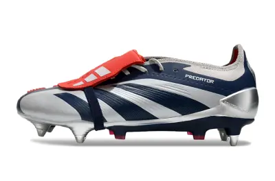 Adidas Predator 24 Elite Foldover Tongue SG - Silver/Navy Blue/Fiery Red