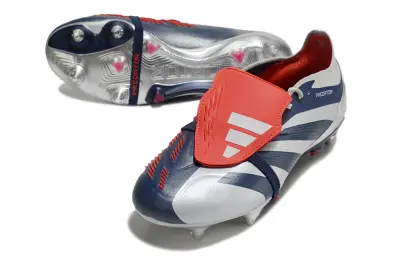 Adidas Predator 24 Elite Foldover Tongue SG - Silver/Navy Blue/Fiery Red