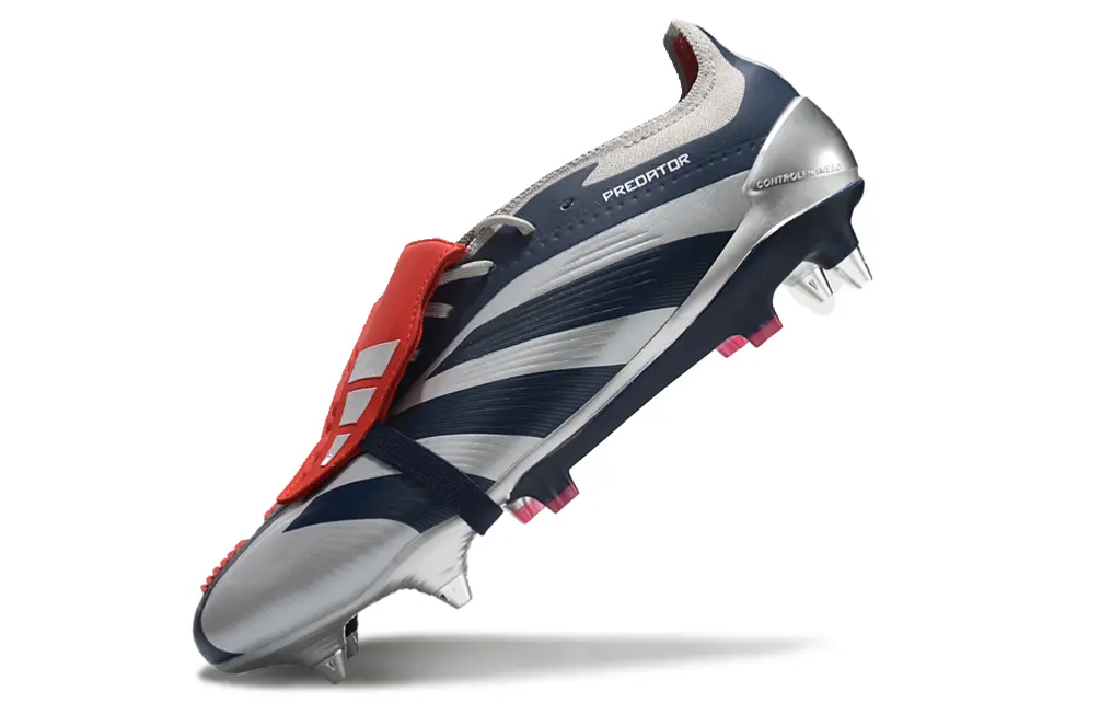 Adidas Predator 24 Elite Foldover Tongue SG - Silver/Navy Blue/Fiery Red