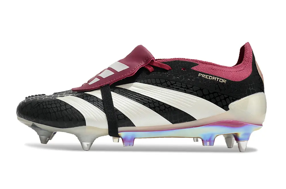 Adidas Predator 24 Elite Foldover Tongue SG - Black/Crimson Red/Iridescent White