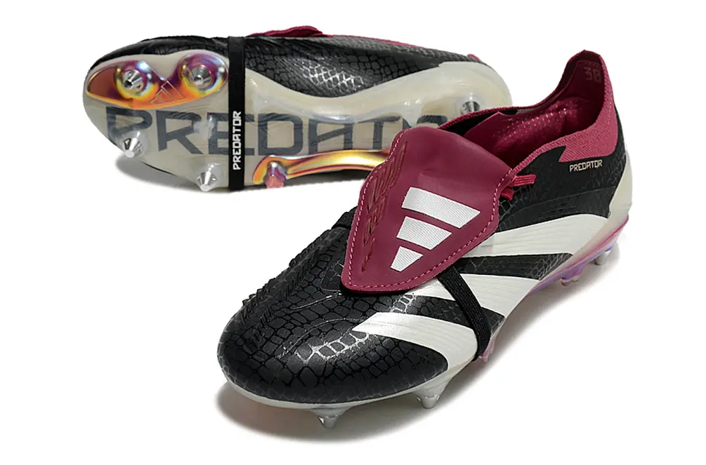 Adidas Predator 24 Elite Foldover Tongue SG - Black/Crimson Red/Iridescent White