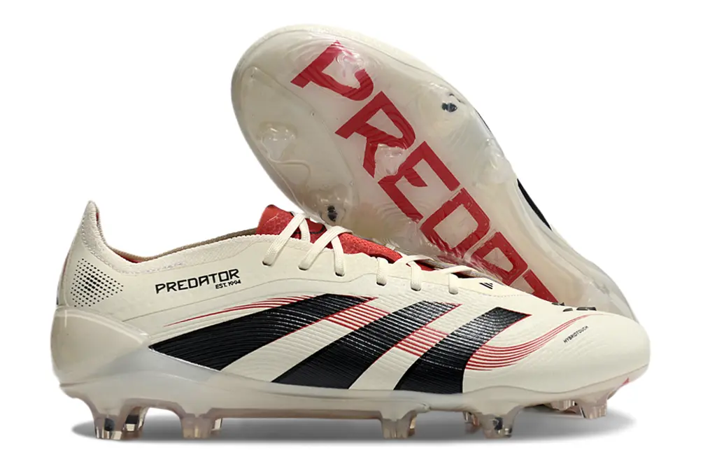 Adidas Predator 25 Elite FG - Cream/Crimson Red/Black