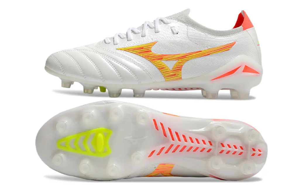 Mizuno Morelia Neo 4 Beta FG - White/Sunset Yellow/Flame Red